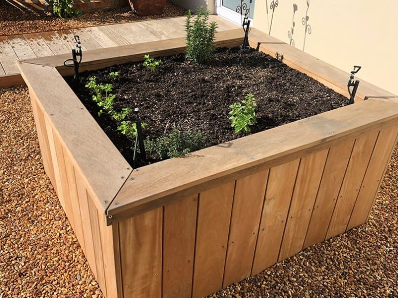 Planters box on gravel